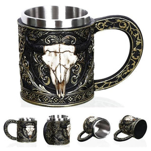 Retro Dragon Resin Stainless Steel Mug Skull Knight