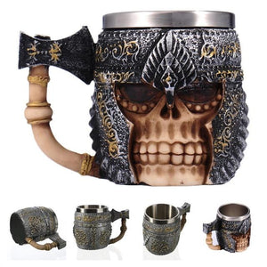 Retro Dragon Resin Stainless Steel Mug Skull Knight