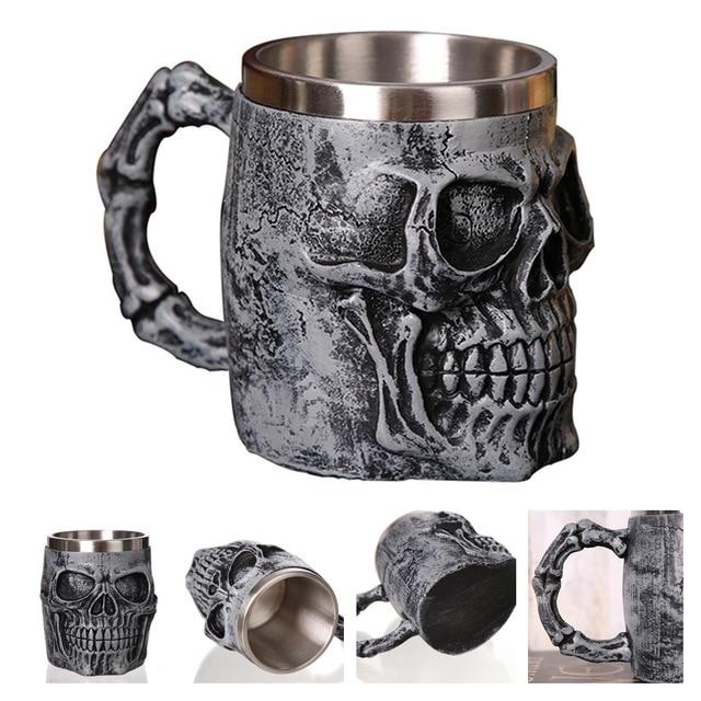 Retro Dragon Resin Stainless Steel Mug Skull Knight