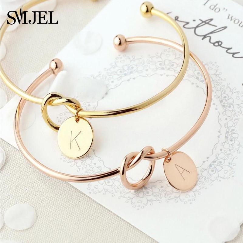 Personalized Knot Initial Bracelets Bangle