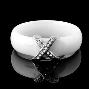 Women Ring With AAA Crystal 6/8 mm X Cross Ceramic