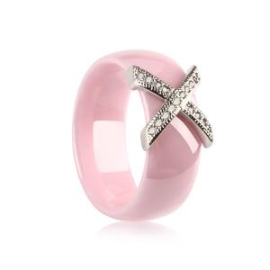 Women Ring With AAA Crystal 6/8 mm X Cross Ceramic