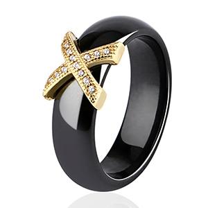 Women Ring With AAA Crystal 6/8 mm X Cross Ceramic