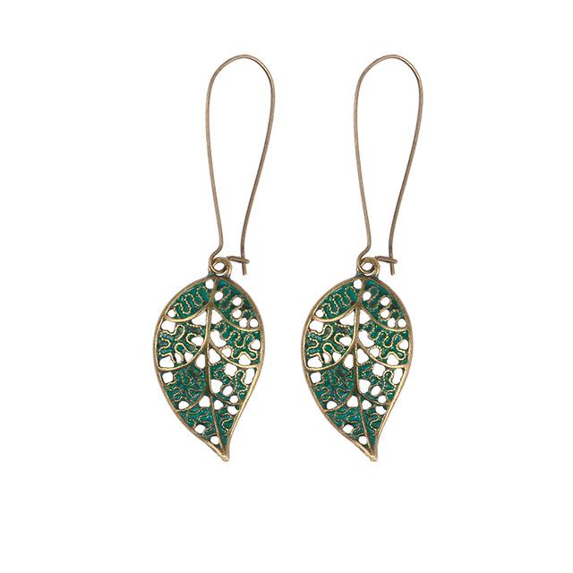 Miss Zoe Bronze Hollow Leaf Beads Drop Earrings