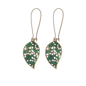 Miss Zoe Bronze Hollow Leaf Beads Drop Earrings