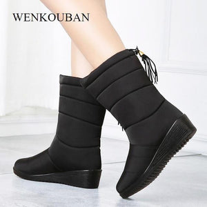 Waterproof Winter Boots Female Shoes Mid-Calf Down Boots