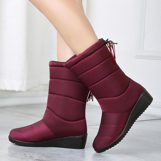 Waterproof Winter Boots Female Shoes Mid-Calf Down Boots