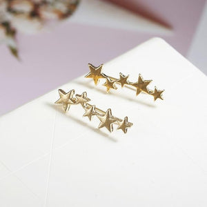 Moon Star Ear Climber Tiny Star Moon Stud Earrings For Women