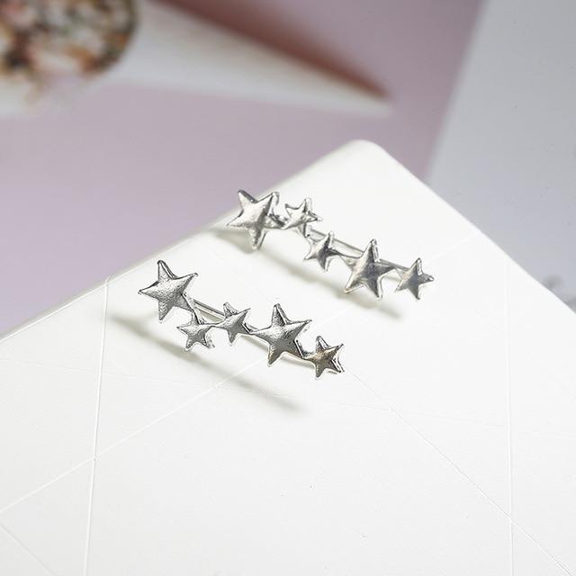 Moon Star Ear Climber Tiny Star Moon Stud Earrings For Women