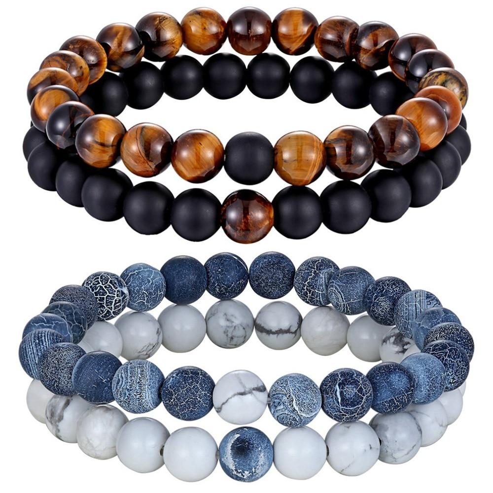 7 Style Couples Distance Bracelet Natural Stone Yoga Beaded Bracelet