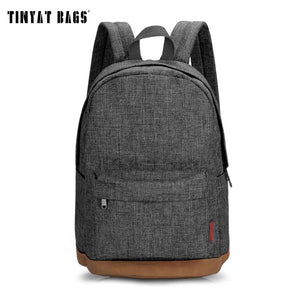 TINYAT Men Male Canvas Backpack Gray Casual Rucksacks 15inch Laptop Backpacks