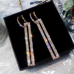 FYUAN Fashion Long Geometric Drop Earrings Luxury Gold Silver Color