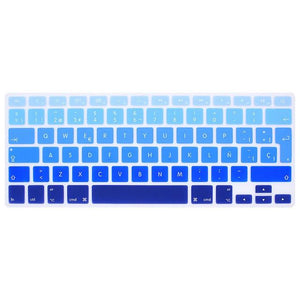 HRH UK/EU ESP Slim Spanish Gradient Rainbow Silicone Keyboard Cover Keypad Skin Protector For Mac book Air Pro Retina 13 15 17