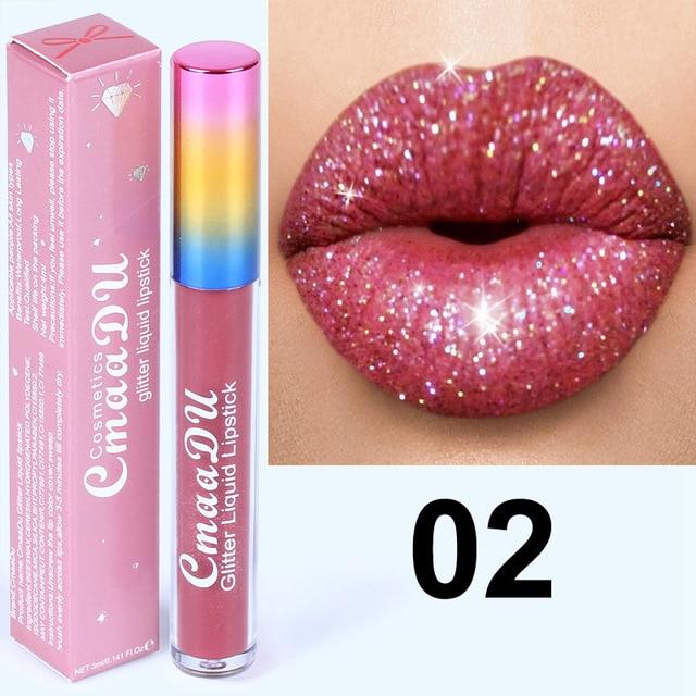 Glitter Lips Make Up Liquid Lipstick Waterproof Long Lasting Shimmer