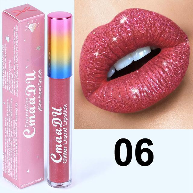 Glitter Lips Make Up Liquid Lipstick Waterproof Long Lasting Shimmer