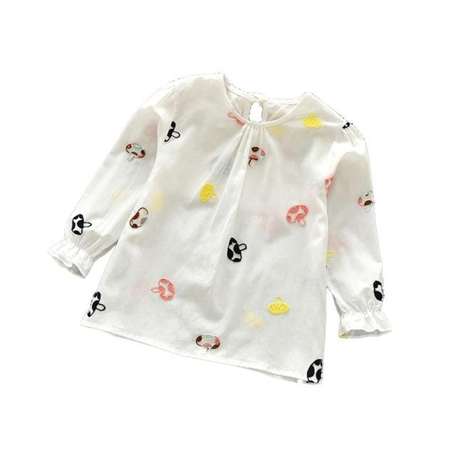 Casual Girls Autumn Spring Floral Cotton T-shirt Children Clothes