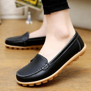 Genuine Leather Shoes Woman Soft Boat shoes for Women Flats