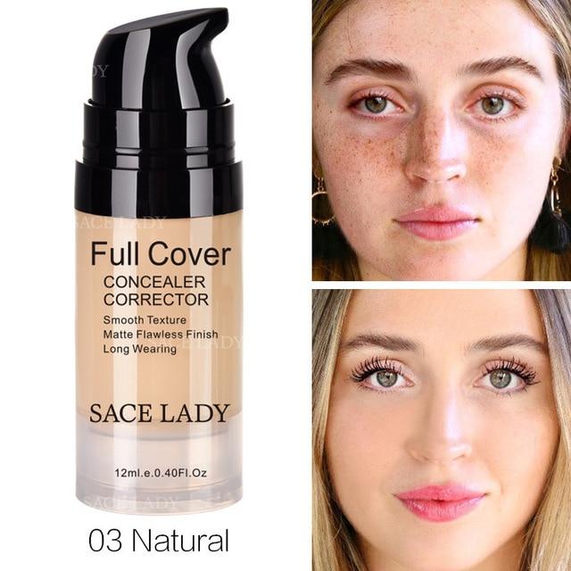 SACE LADY Face Concealer Cream Full Cover Makeup Liquid Facial Corrector Waterproof Base Make Up for Eye Dark Circles Cosmetic