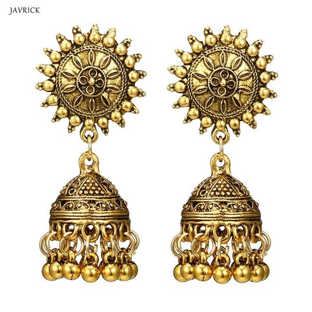 Vintage Earrings Traditional Gold Sliver Chandbali Kundan Jhumka Jhumki