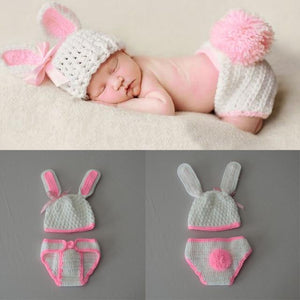 Newborn Baby Photography Props girl Boy Animal Pants Knit Hat Set