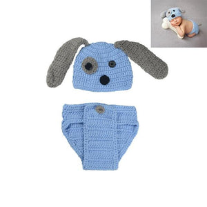 Newborn Baby Photography Props girl Boy Animal Pants Knit Hat Set