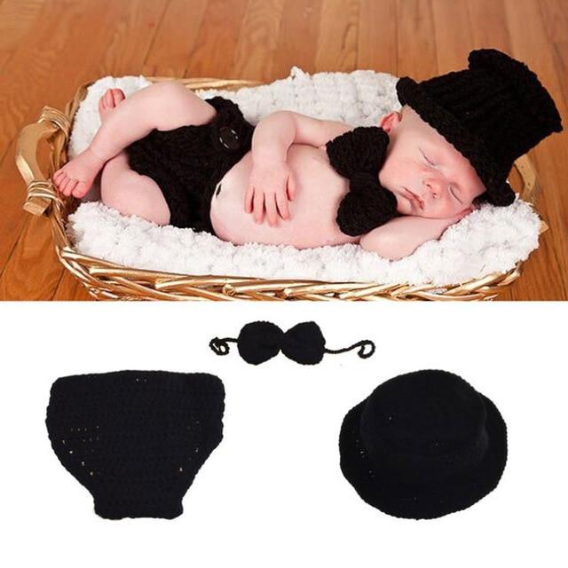 Newborn Baby Photography Props girl Boy Animal Pants Knit Hat Set