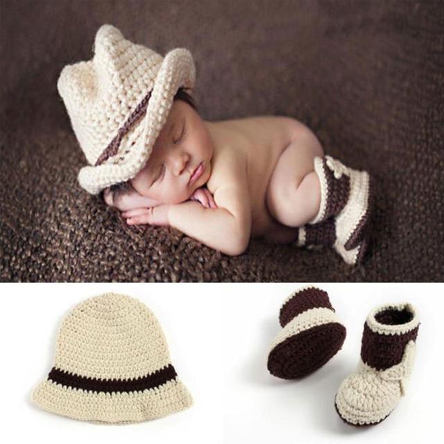 Newborn Baby Photography Props girl Boy Animal Pants Knit Hat Set