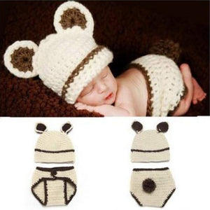 Newborn Baby Photography Props girl Boy Animal Pants Knit Hat Set