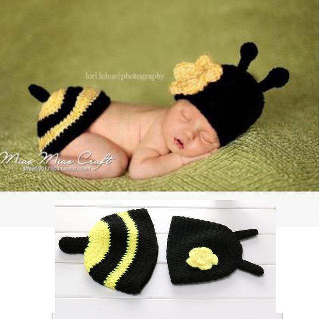 Newborn Baby Photography Props girl Boy Animal Pants Knit Hat Set