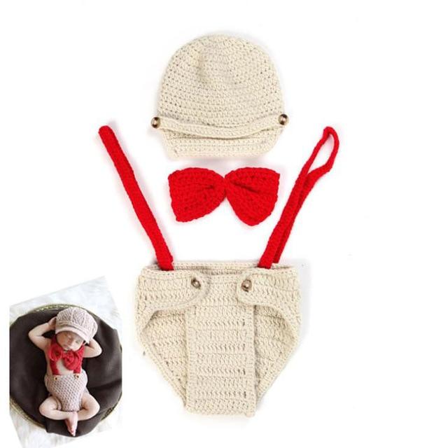 Newborn Baby Photography Props girl Boy Animal Pants Knit Hat Set