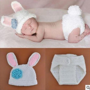 Newborn Baby Photography Props girl Boy Animal Pants Knit Hat Set