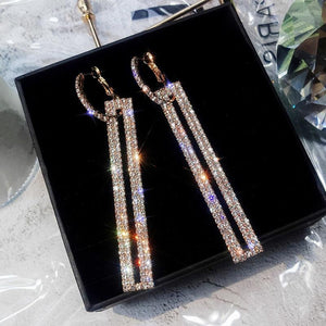 FYUAN Fashion Long Geometric Drop Earrings Luxury Gold Silver Color