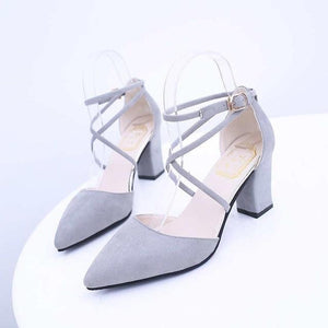 Summer Heel Femeninas High Heels Flock Pointed Sandals