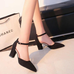 Summer Heel Femeninas High Heels Flock Pointed Sandals