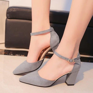 Summer Heel Femeninas High Heels Flock Pointed Sandals