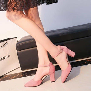 Summer Heel Femeninas High Heels Flock Pointed Sandals