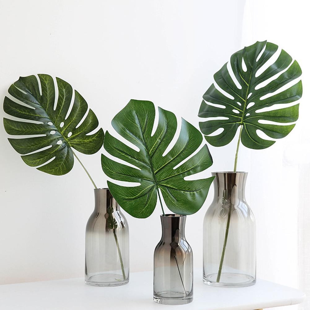 Green Artificial Leaves Nordic Style Fake Monstera Green Leaf Plant Home Office Decoration Paste Craft False Artificial Plants