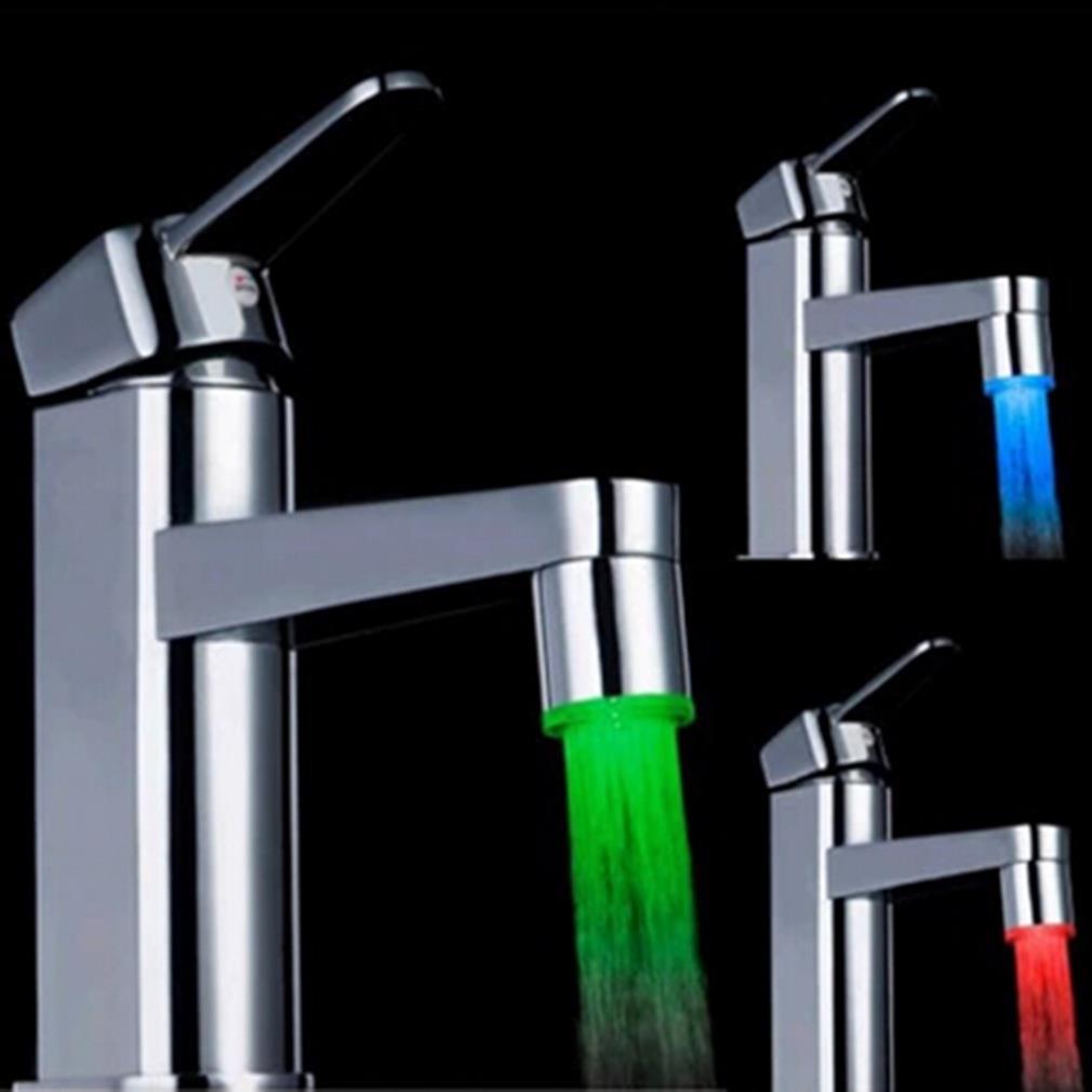 7 Colors RGB Changing Glow LED Water Faucet Stream Light  Shower Tap Head Kitchen Pressure Sensor Bathroom Accessory