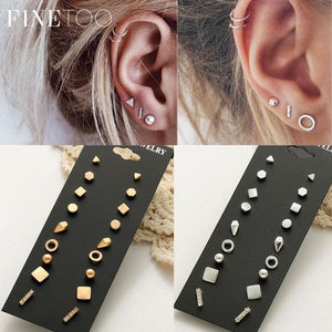 Minimalist Mixed Small Earrings Set Simple Geometric Stud Earrings for Women