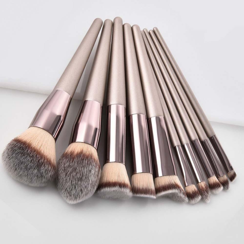 Luxury Champagne Makeup Brushes Set (Foundation Powder , Blush , Eyeshadow , Concealer)