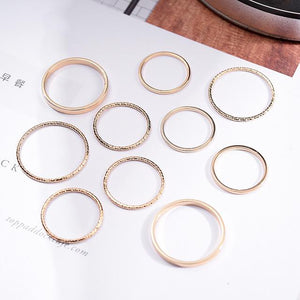 1 Set 10 PCS New Fashion Jewelry Lightning Waves Finger Ring Set Gift For Women Girl