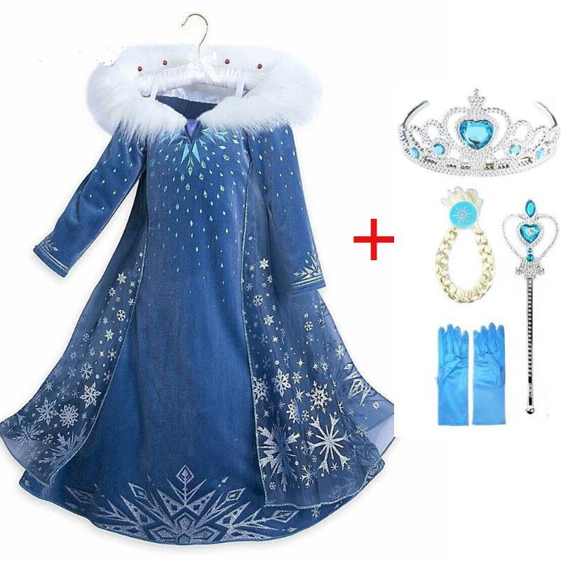 Girls elsa dress new snow queen costumes for kids cosplay dresses