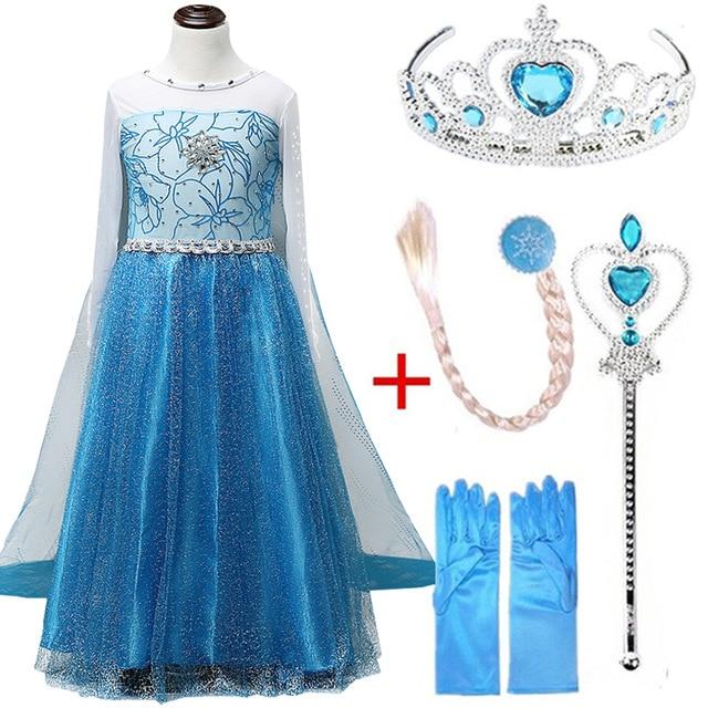 Girls elsa dress new snow queen costumes for kids cosplay dresses