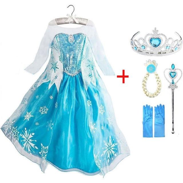 Girls elsa dress new snow queen costumes for kids cosplay dresses