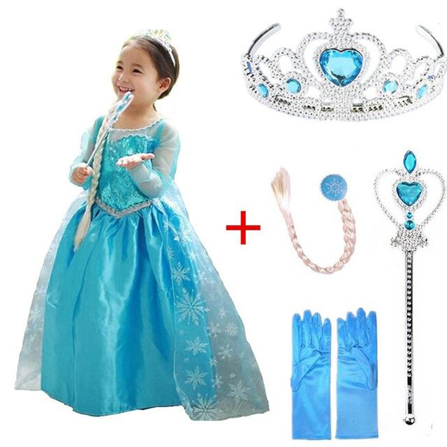 Girls elsa dress new snow queen costumes for kids cosplay dresses