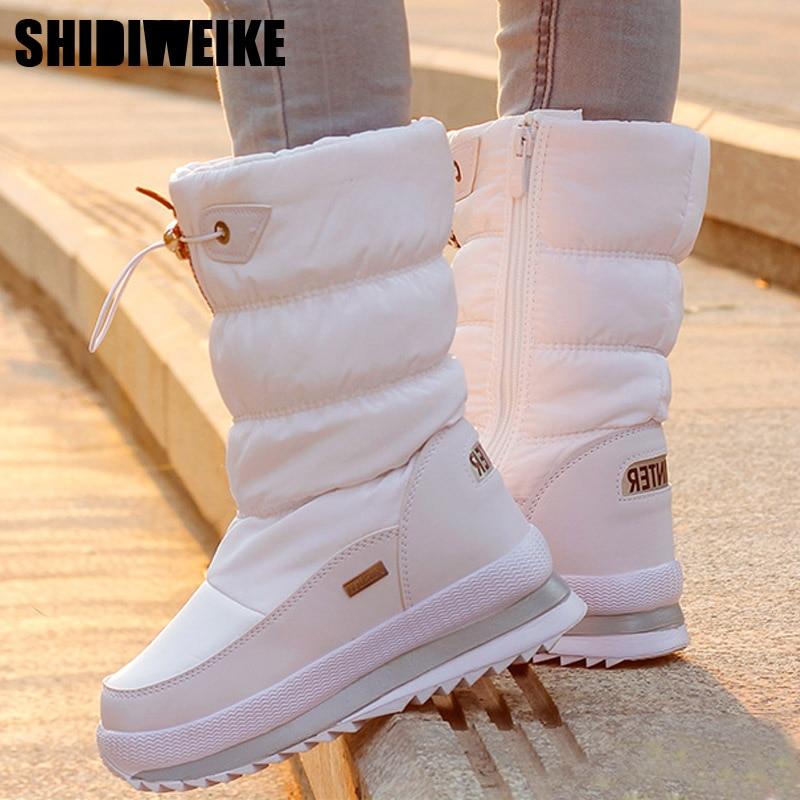 Classic Women Winter Boots Mid-Calf Snow Boots Female