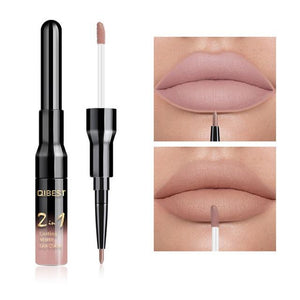 2 in 1 Double Head Liquid Matte Lipstick & Lip Liner Waterproof Nude Lipstick Set