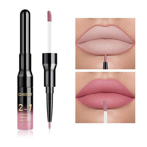 2 in 1 Double Head Liquid Matte Lipstick & Lip Liner Waterproof Nude Lipstick Set