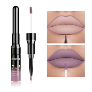 2 in 1 Double Head Liquid Matte Lipstick & Lip Liner Waterproof Nude Lipstick Set