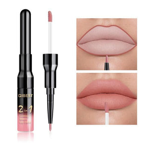 2 in 1 Double Head Liquid Matte Lipstick & Lip Liner Waterproof Nude Lipstick Set